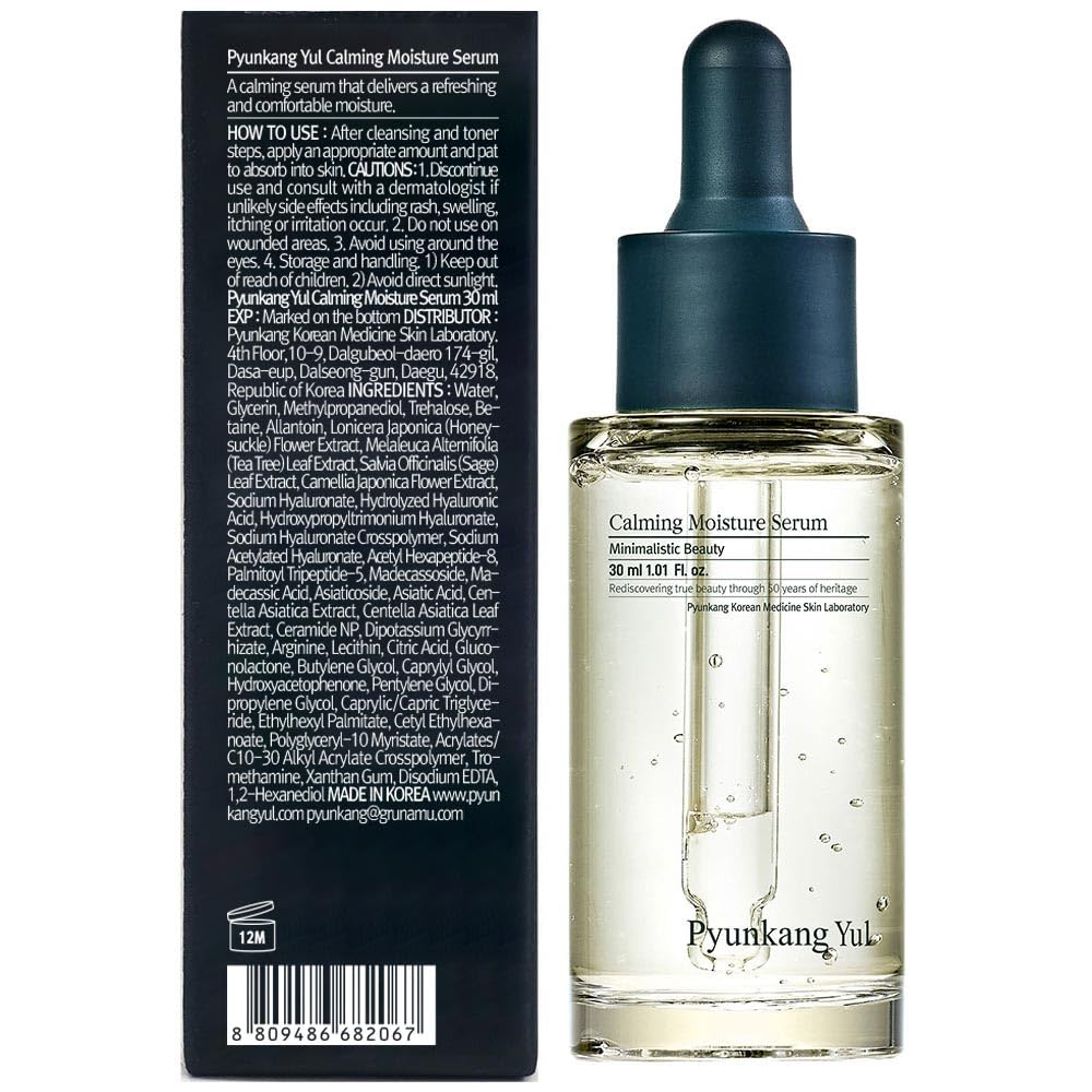 [PKY] Pyunkang Yul Calming Moisture Serum Instantly Soothes Sensitive Skin, Strenghtens Moisture Barrier with Ceramide, 2 types of Peptides, Vegan, Korean skincare (30ml)