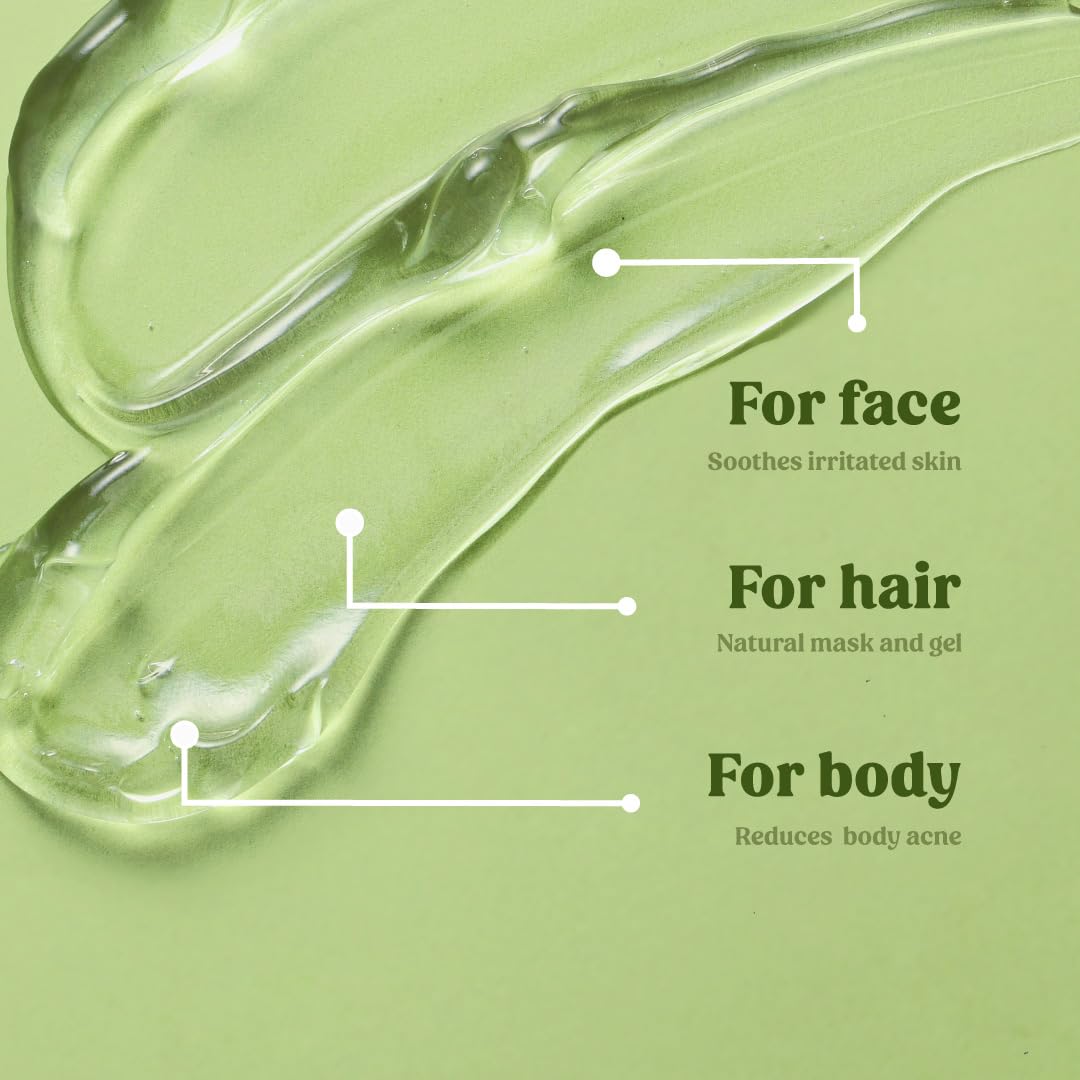 Vilvah Aloe Vera Gel for Face, Skin & Hair | Soothing & Hydrating Gel | Helps Reduce Acne, Calm Irritation & Add Shine to Hair | Lightweight, Hydrating & Non-Sticky Formula | 100ml