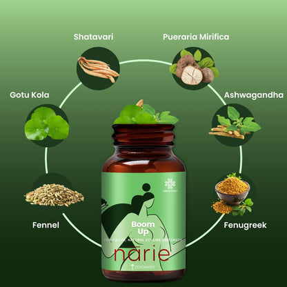 ZEROHARM Narie Boomup Capsules For Women| 60 Caps With Shatavari, Fenugreek & 4 More Ingredients To Support B-Care | Feel Healthy & Fuller Volume |Embrace Your Natural Beauty With This Powerful Blend