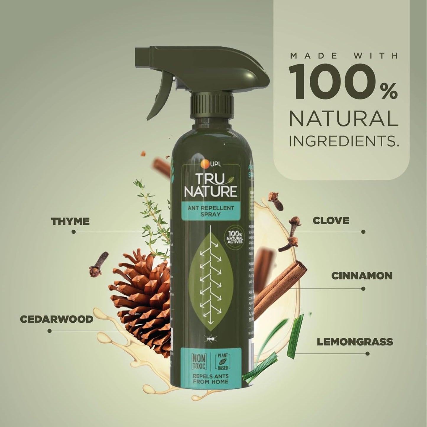 Tru Nature Herbal Ant Repellent Spray - 200 ML | Removes entire Ant Colony | 100% Plant Based, Chemical Free | Works on All Ant Types | For Home, Kitchen, Office & Garden