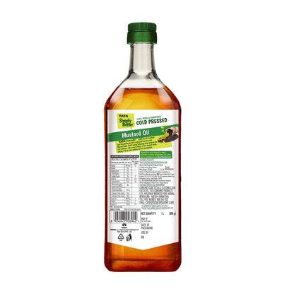 Tata Simply Better Pure & Unrefined Cold Pressed Mustard Oil,Naturally Cholesterol Free, 1L, Rich Aroma & Flavour of Real Mustard Seeds, A1 Grade Mustard Seeds