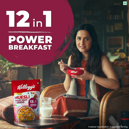 Kellogg's Muesli Fruit Nut & Seeds 750G | 12-In-1 Power Breakfast | USA'S No. 1 Muesli | Multigrain Breakfast Cereal