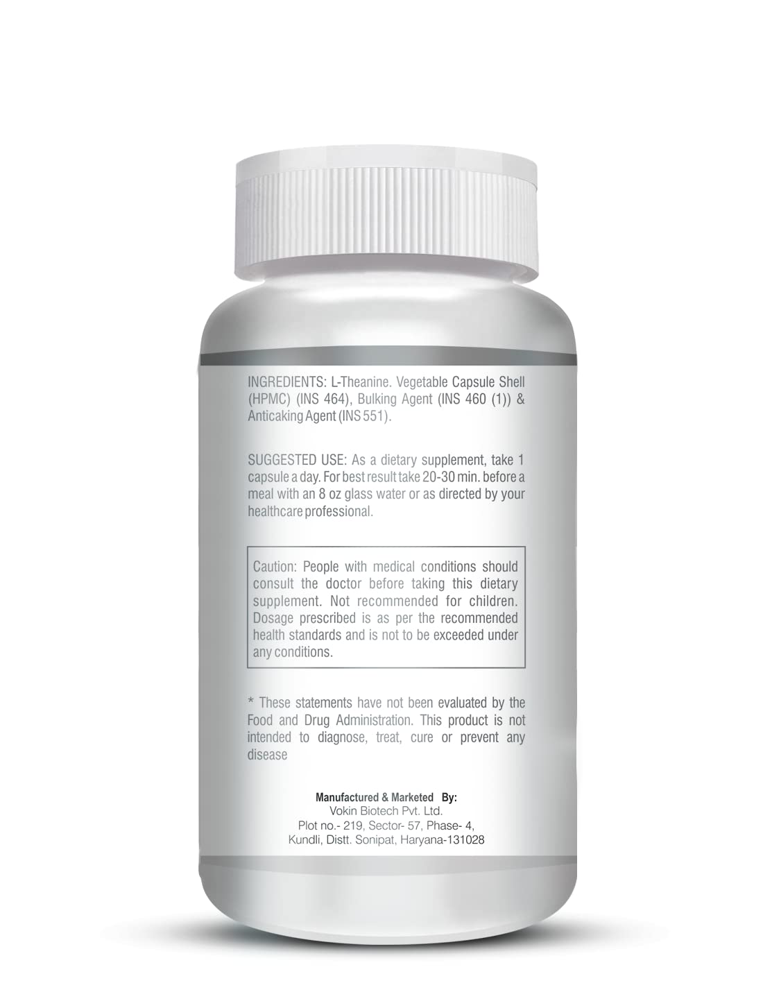 Supplement bottle with label on a white background