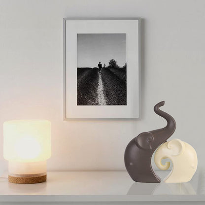 Lavish  Matte Home Décor Elephant Set | Ceramic Figurines - (Set of 2 piece, Brown Cream)