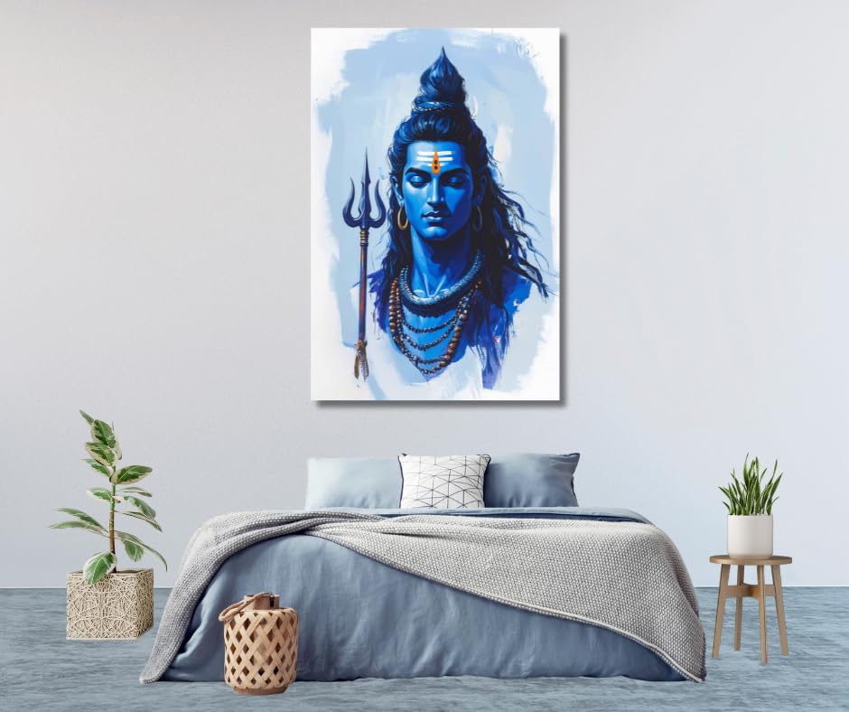 Lord Shiva Canvas Wall Painting | Rolled canvas painting | Shiva Wall Decor for Living Room