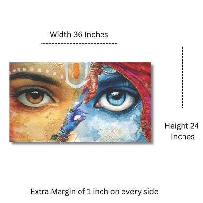 Radha Krishna Painting for Wall Decoration (Without Frame) | Radha krishna painting for living room big size | Without Frame 24 H X36 W inches Rolled Canvas painting