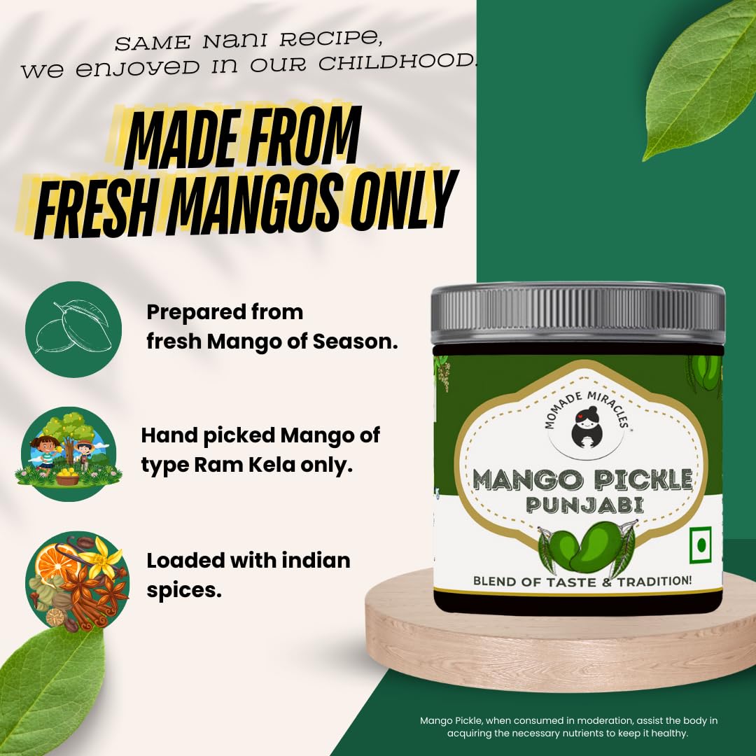 Momade Miracles Punjabi Mango Pickle | Aam Ka Achar | Less Oil | Home Made Pickle in fresh | Traditional Indian Recipe | Mustard Oil | Fresh Mango Aachar | 400g