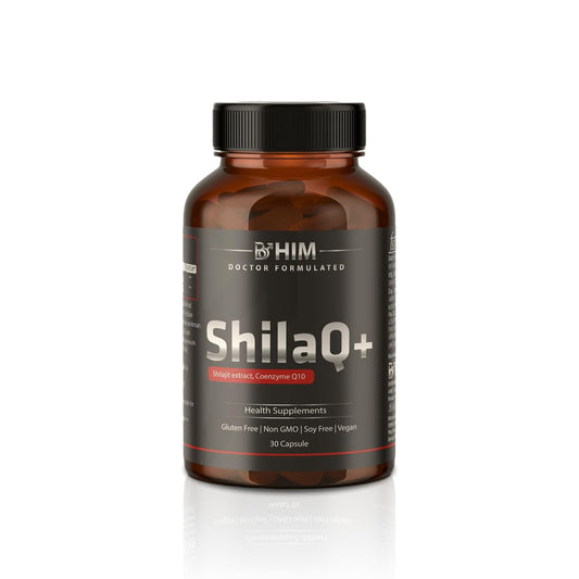 B HIM ShilaQ+ Shilajit Extract with Coenzyme Q10, Health Supplement, Gluten Free, Non GMO, Soy Free, 30 Capsules