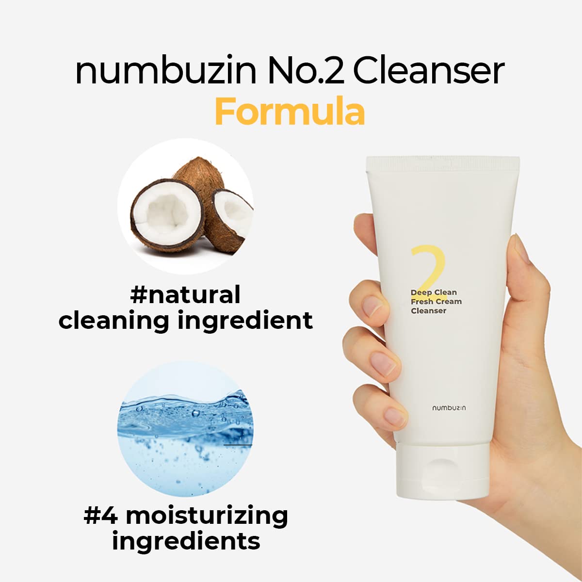 numbuzin No.2 Deep Clean Fresh Cream Cleanser, 4.05oz/ 120ml | Whipped cream foam, Deep Pore Cleansing, Natural cleaning ingredient, Moisturizing