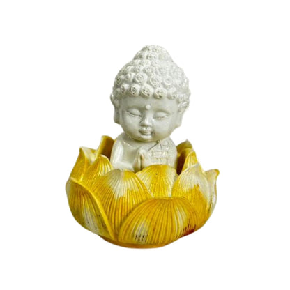 Yellow Lotus Baby Buddha Statue Showpiece for Home Décor | Living Room, Bedroom, Office & Car Dashboard