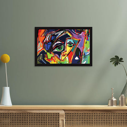 Abstract Faces Wall Decor Paintings with Frame for Home Decoration - Painting for Living Room - Framed Painting for Wall Decoration, 12.0 X 18.0 inches, Set Of 1