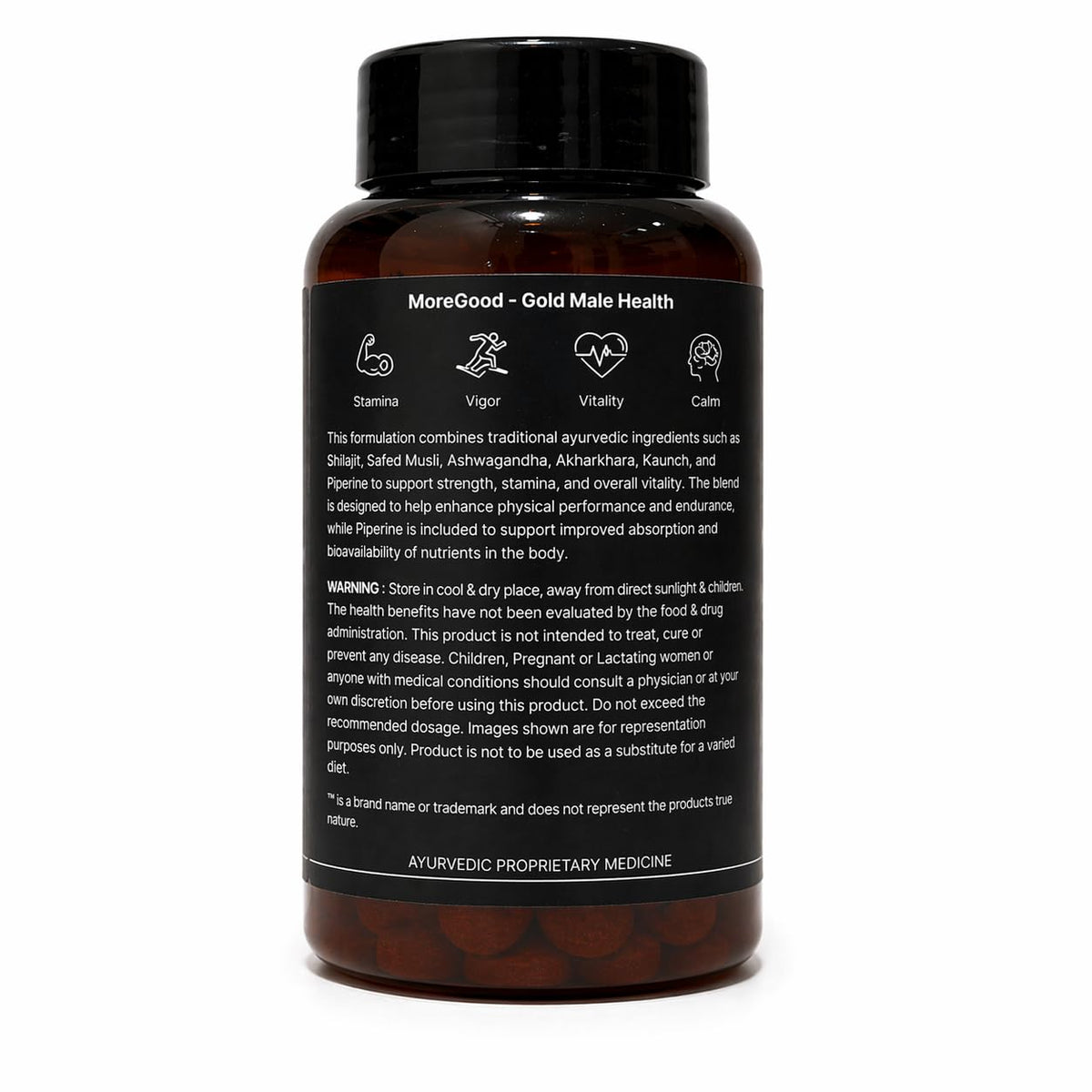 MoreGood Nutrition Pure Shilajit Ashwagandha Tablets for Men with Safed Musli Kaunch Beej Gokshura Akarkhara Ayurvedic Herbal Supplement for Energy Stamina Strength and Daily Wellness 60 Tablets