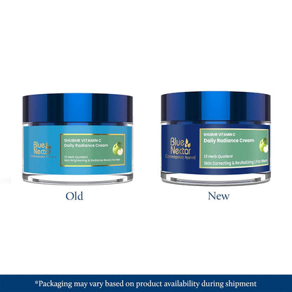Blue Nectar Plant Based Vitamin C Face Cream for Glowing Skin Dark Spot Removal Cream for Men with Green Apple and Almond Oil (13 Herbs, 50g)