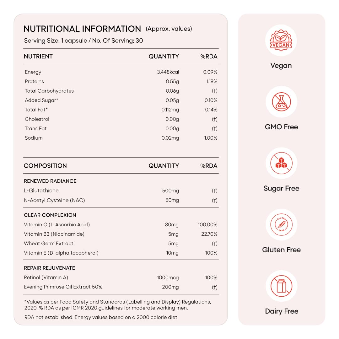 Nutritional information and product features on a label with icons for vegan, gluten-free, and sugar-free.