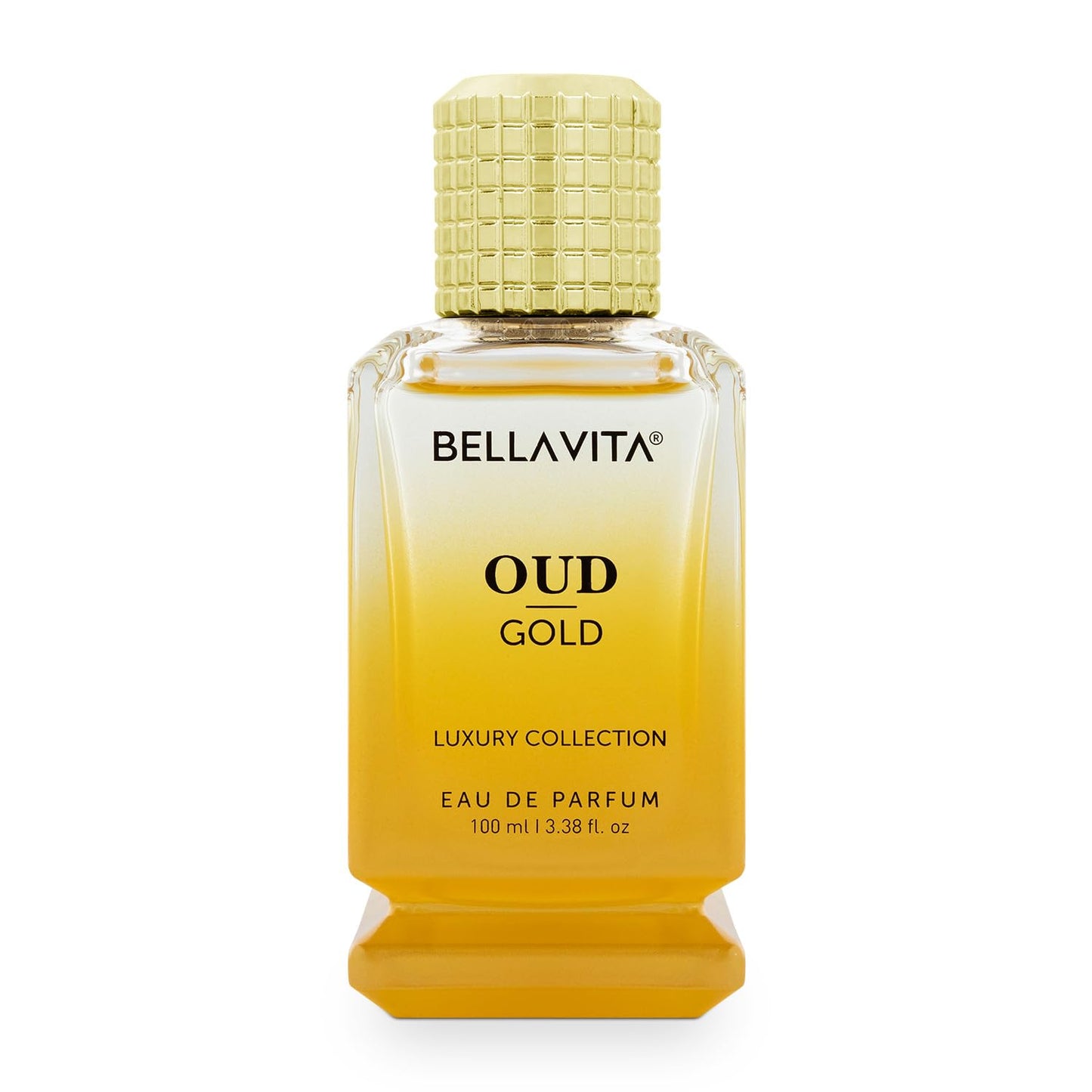 Bellavita Oud Gold eau de parfum bottle on a white background