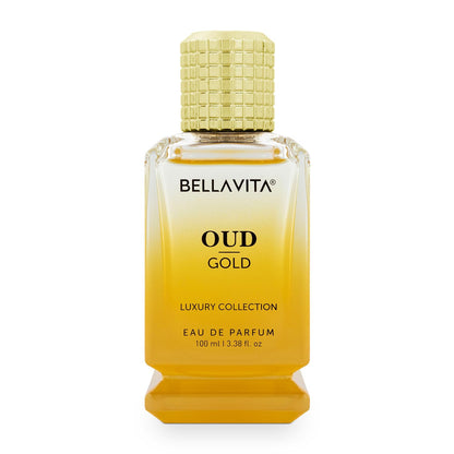 Bellavita Oud Gold eau de parfum bottle on a white background