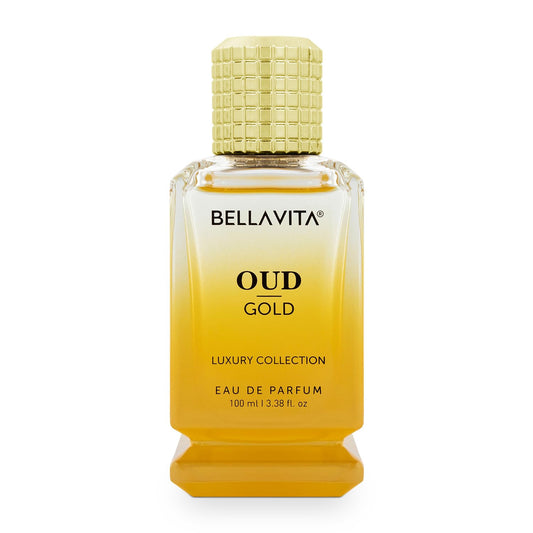 Bellavita Oud Gold eau de parfum bottle on a white background