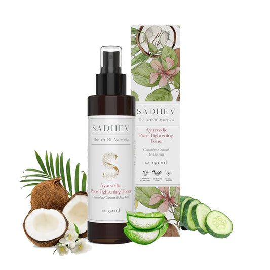 Sadhev Ayurvedic Pore Tightening Toner For Smooth, Soft Texture Skin With Cucumber, Cococut and Aloe Vera