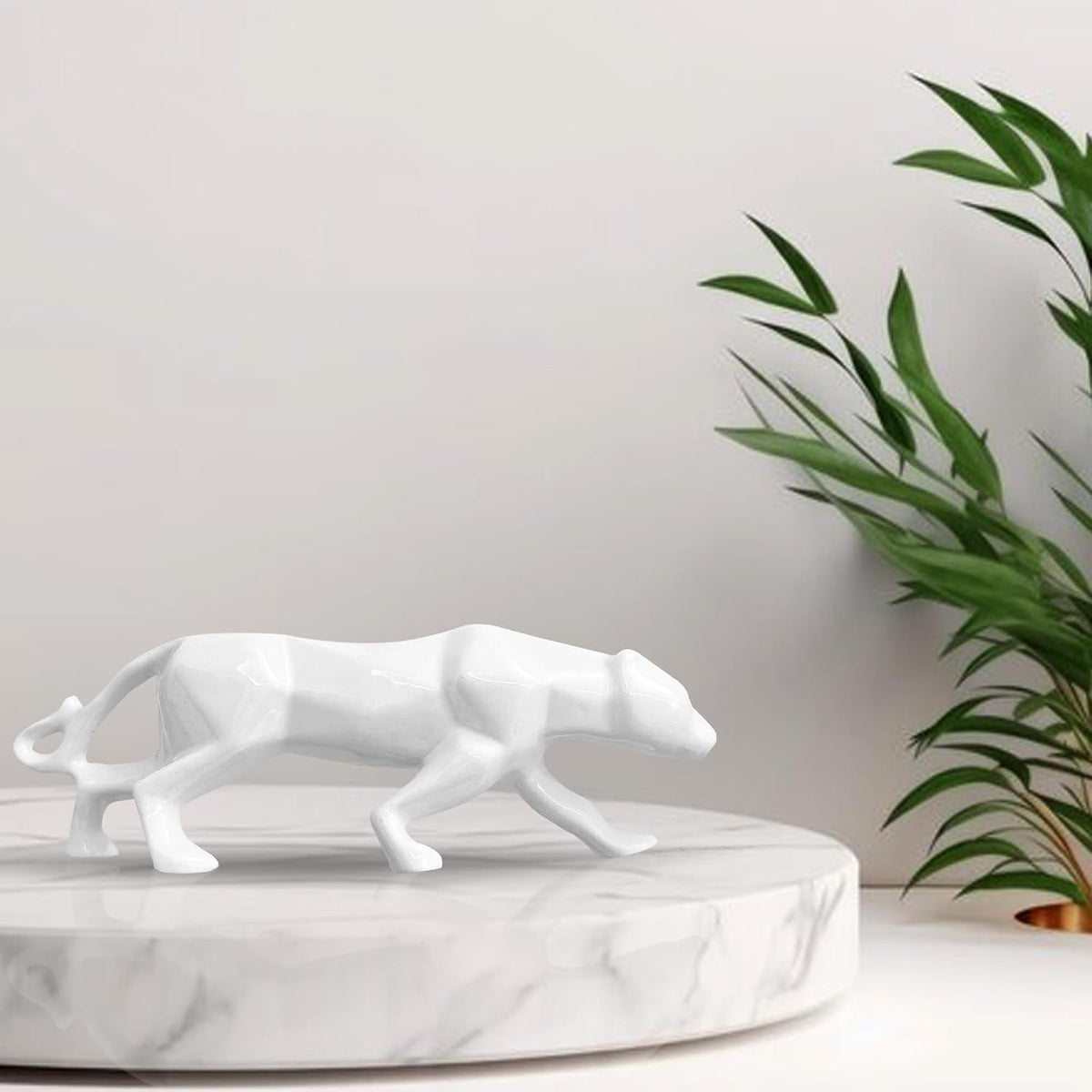 Modern Geometric White Panther for Home Decor (Pack of 1, White)
