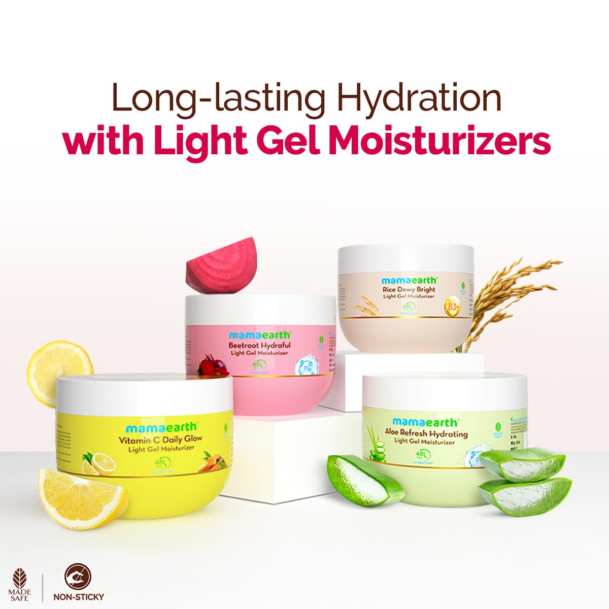 Mamaearth Beetroot Hydraful Light Gel Moisturizer with Beetroot & HA for Hydrated Pink Glow 200g| Long-lasting, Nonsticky Hydration| Oil-free, Lightweight, Quick-absorbing| Free from Harmful Chemicals