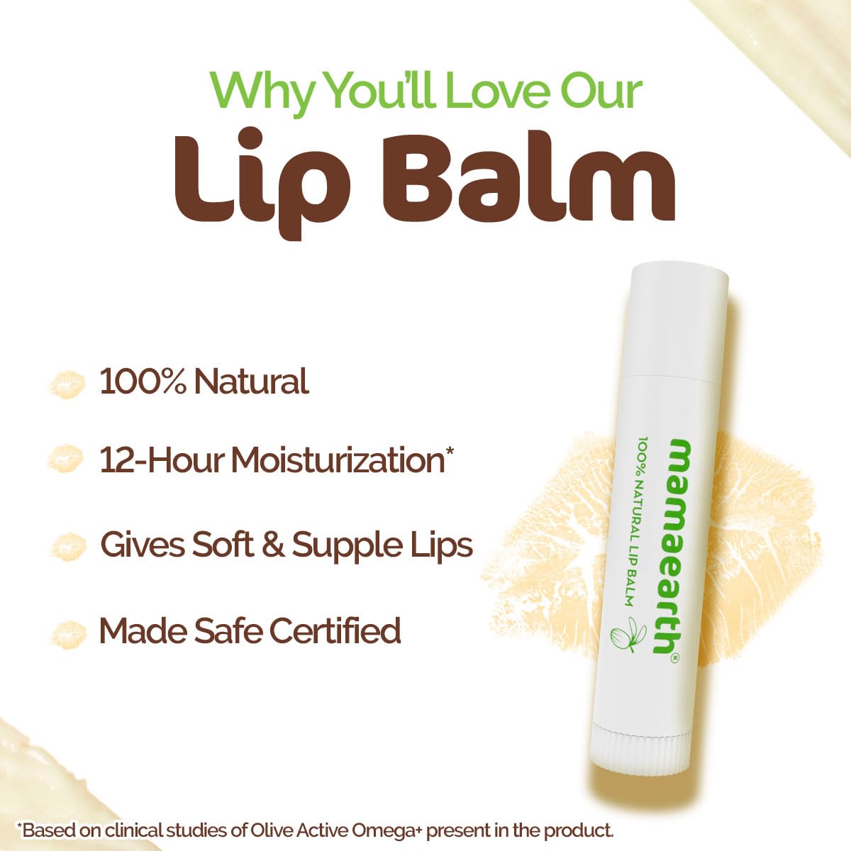 Mamaearth Nourishing 100% Natural Lip Balm with Vitamin E and Shea Butter - 4 g | 12-Hour Moisturization | Makes Lips Soft & Supple