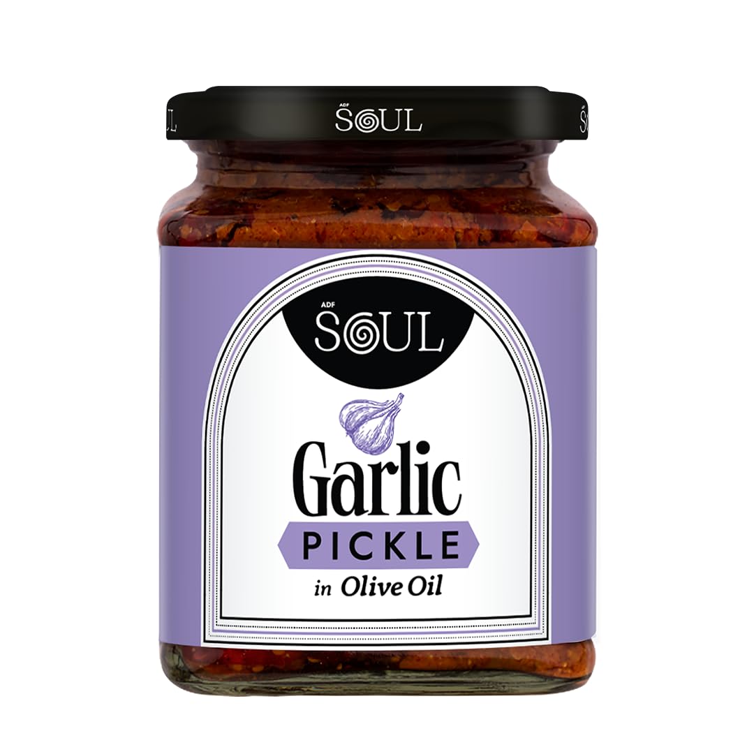 ADF Soul Garlic Pickle Made in 100% Olive Oil | Our bestselling garlic pickle is strong, spicy & cooked to perfection | 275g