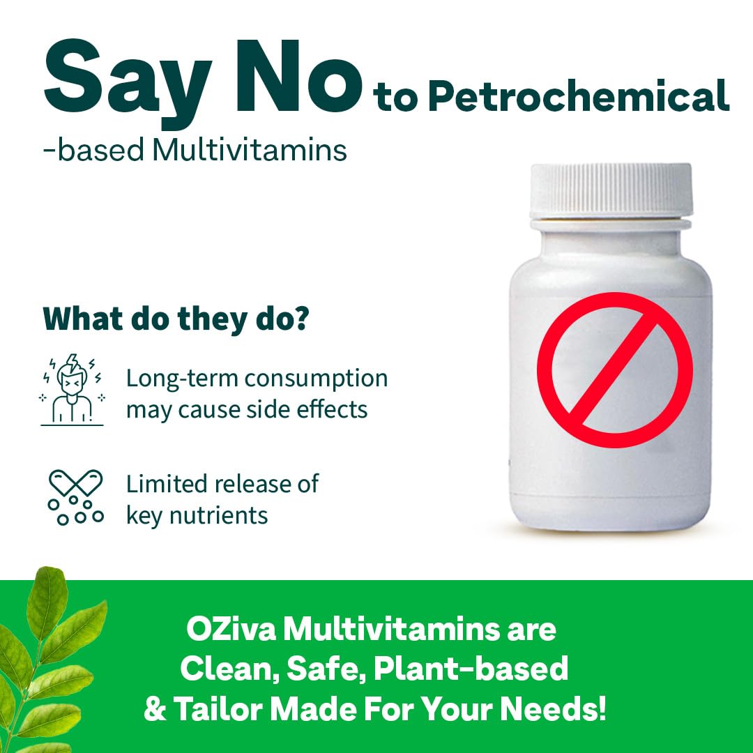 OZiva Plant Based Multivitamins for Men 35+| For Heart & Muscle Health, Stamina & Performance| With Guduchi Extract, Vegan Vitamin D3, 50 Vegetarian Capsules