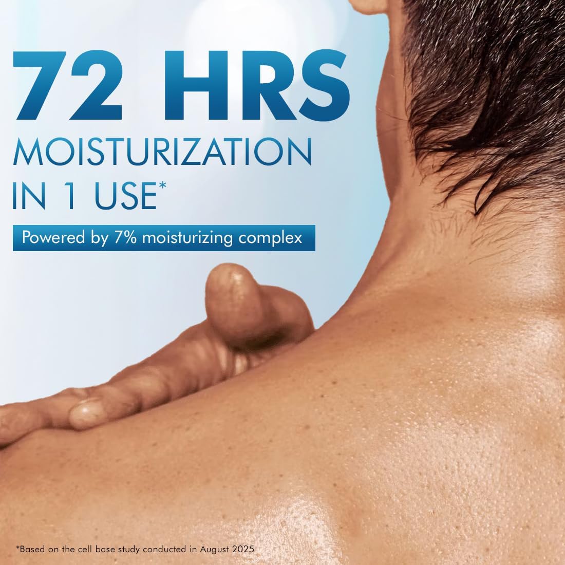 Advertisement for moisturizing product showing 72 hours of moisturization on skin.