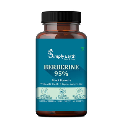 Simply Earth Berberis Berberine 95% (500mg) with Milk Thistle & Cinnamon, Turmeric & Black Pepper - For Optimal Health | Berberine HCL Supplements - 60 Veg Tablets