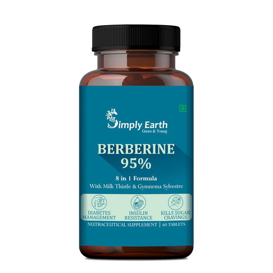 Simply Earth Berberis Berberine 95% (500mg) with Milk Thistle & Cinnamon, Turmeric & Black Pepper - For Optimal Health | Berberine HCL Supplements - 60 Veg Tablets