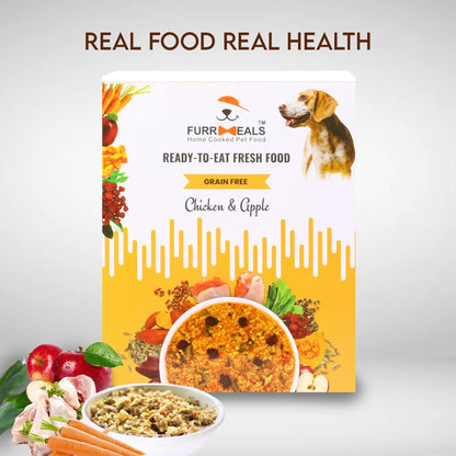 FurrMeals Wet Dog Food | Chicken and Apple | Grain Free | Pack of 1 x 300g | All Breed | Preservative Free | Ready-to-Eat Fresh Dog Food,All Life Stages