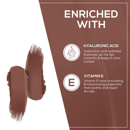 RENEE Stunner Matte Lipstick - Queen Bee 4gm| Intense Color Pay Off, Full Coverage Long Lasting Weightless Velvety Formula with One Swipe Application| Enriched with Vitamin E & Hyaluronic Acid
