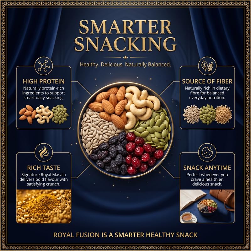 Forest Found Royal Fusion Dry Fruits Trail Mix - | Premium Dry Fruit Mix For Snacking | With Cashews, Almonds, Raisins, Cranberries, Sunflower & Pumpkin Seeds | No Palm Oil & Flavours