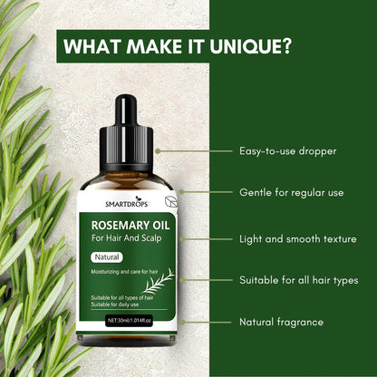 Smartdrops Rosemary Oil for Hair | Rosemary Oil for Hair Growth | rosemary Essential oil for hair Fall | Hair Strengthening Treatment for Healthy Nourished Hair- (30 ml)