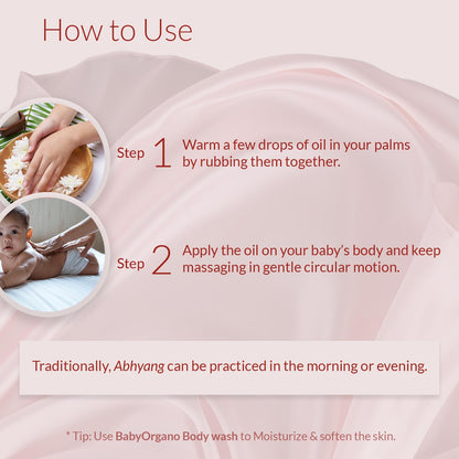 BabyOrgano® Manjishthadi Abhyang Baby Massage Oil for Newborns (0-2 Yrs) – Strengthens Bones & Muscles, Made with Manjistha & Daruhaldi, Toxin & Mineral Oil Free Made with Sastrokta Vidhi - 100ml