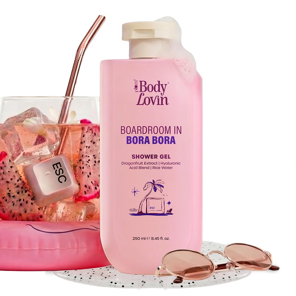 Plum BodyLovin’ Boardroom In Bora Bora Shower Gel | Hydrating & Brightening Body Wash | Dragonfruit Extract, Hyaluronic Acid Blend & Rice Water | Sweet Tropical Fragrance | 250 ml