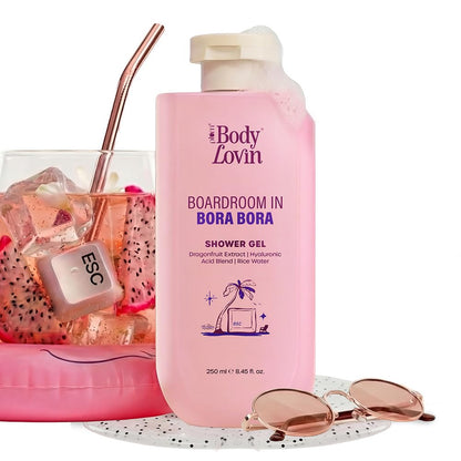 Plum BodyLovin’ Boardroom In Bora Bora Shower Gel | Hydrating & Brightening Body Wash | Dragonfruit Extract, Hyaluronic Acid Blend & Rice Water | Sweet Tropical Fragrance | 250 ml