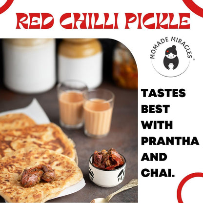 Momade Miracles Red Chilli Pickle in Fresh Mustard Oil | Homemade Bharwa Lal Mirch Achar | Spicy & Tangy Stuffed Red Chili Pickle | Traditional Indian Recipe | Authentic Flavor with Less Oil | 400g