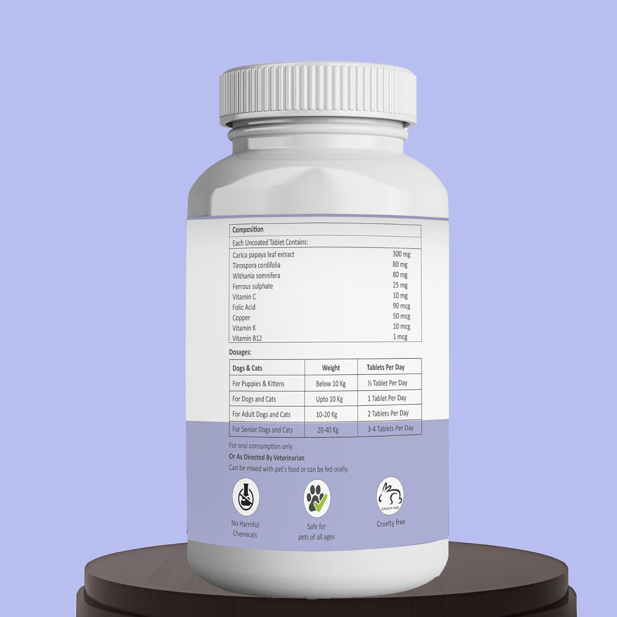 Aniamor Paw Plate + Tablet for Dogs and Cats|Platelet Enhancer Tablets|Pets Supplement|All Life Stage|60 Tablets Bottle