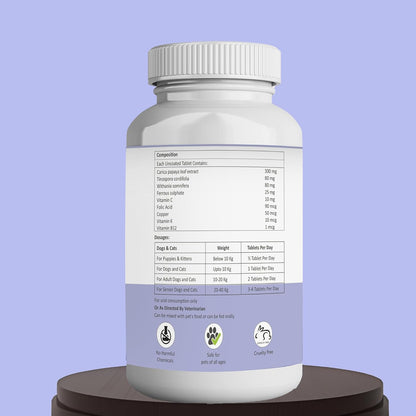Aniamor Paw Plate + Tablet for Dogs and Cats|Platelet Enhancer Tablets|Pets Supplement|All Life Stage|60 Tablets Bottle