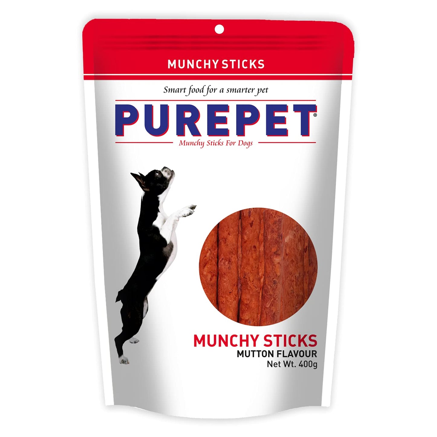 PUREPET Dog Treat Munchy Sticks, Mutton Flavour 400G Pack, All Life Stages