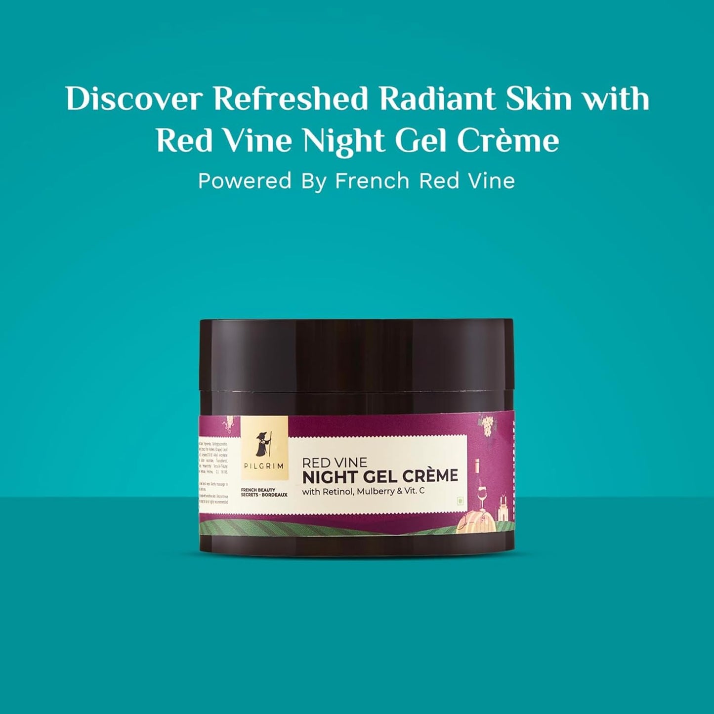 PILGRIM French Red Vine Anti Aging Night Cream for women with Retinol, Mulberry & Vitamin C For Glowing Skin & Skin Repair| Retinol Night cream for oily, dry & sensitive skin|Anti aging cream| For Women and Men I 50g