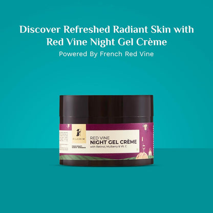 PILGRIM French Red Vine Anti Aging Night Cream for women with Retinol, Mulberry & Vitamin C For Glowing Skin & Skin Repair| Retinol Night cream for oily, dry & sensitive skin|Anti aging cream| For Women and Men I 50g