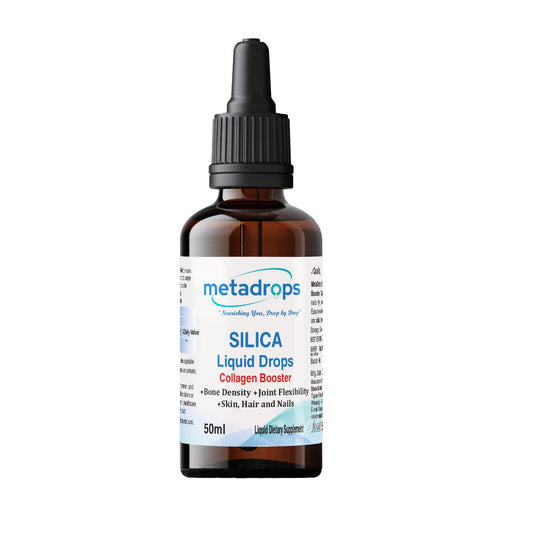 METADROPS Silica Liquid Drops – 20mg per Serving | Collagen Booster for Hair, Skin, Nails & Joints | Fast-Absorbing & Vegan-Friendly Supplement- 50ml