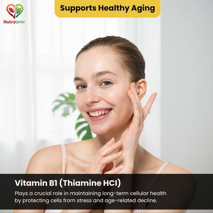 Nutraliebe Vitamin B1 (Thiamine HCl) – High-Potency Energy & Nervous System Support | Promotes Metabolism, Heart Health & Brain Function | 90 Vegetarian Capsules | Non-GMO & Gluten-Free