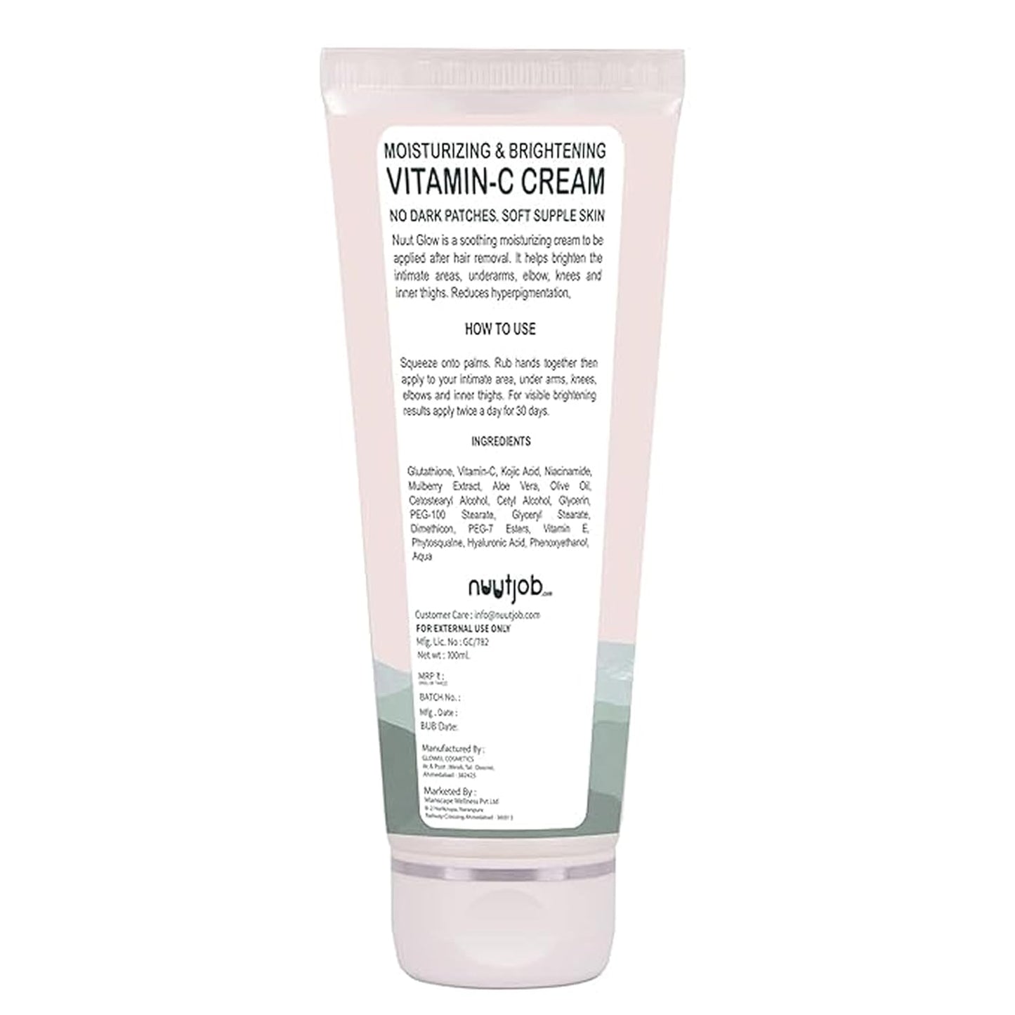 Nuutglow Intimate Brightening Cream with Vitamin C (100ml) | Reduces Dark Patches | For Private Areas, Underarms, Thighs & Knees | Unisex | Softens Skin