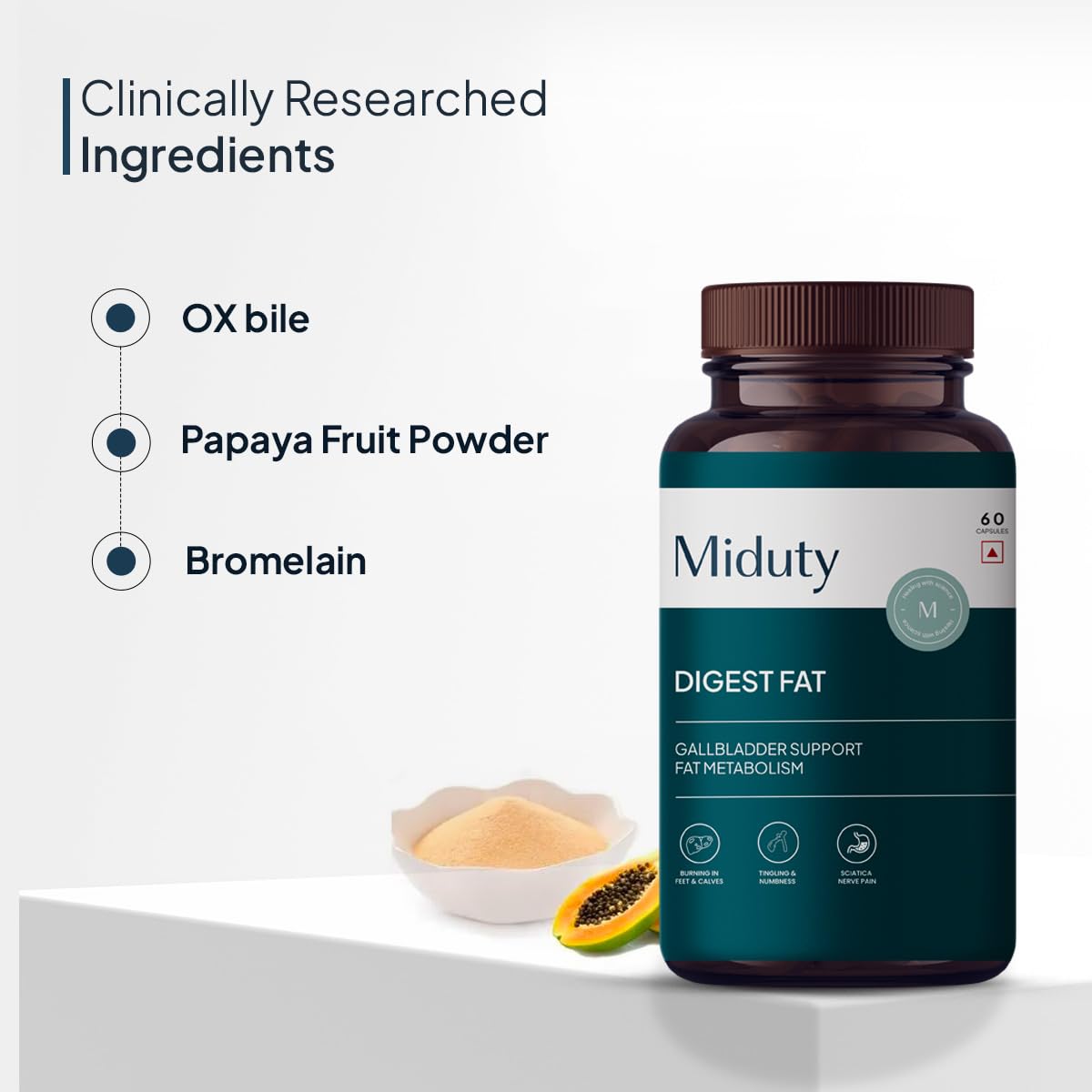 Zephivo Miduty by Palak Notes Digest Fat Liver Health, Metabolism, Digestion - Fatty Liver Management - Digestive Enzymes - Gut Health Supplements- 60 Capsules