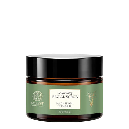 Forest Essentials Nourishing Facial Scrub Black Sesame & Jaggery | Ayurvedic Gentle Daily Face Exfoliator | Deeply Moisturising Face Scrub for Normal to Dry Skin