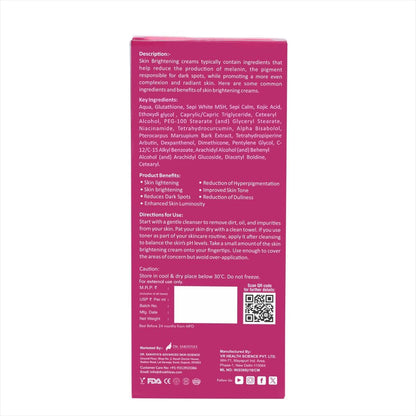 Pink back of a skincare product packaging with text and QR code.