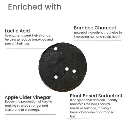 Earth Rhythm Charcoal Shampoo Bar | Clarify scalp, Strengthen Roots, Revitalise Hair | Sulphate & Paraben Free, Plastic Free | Men & Women - 80g (cardboard)